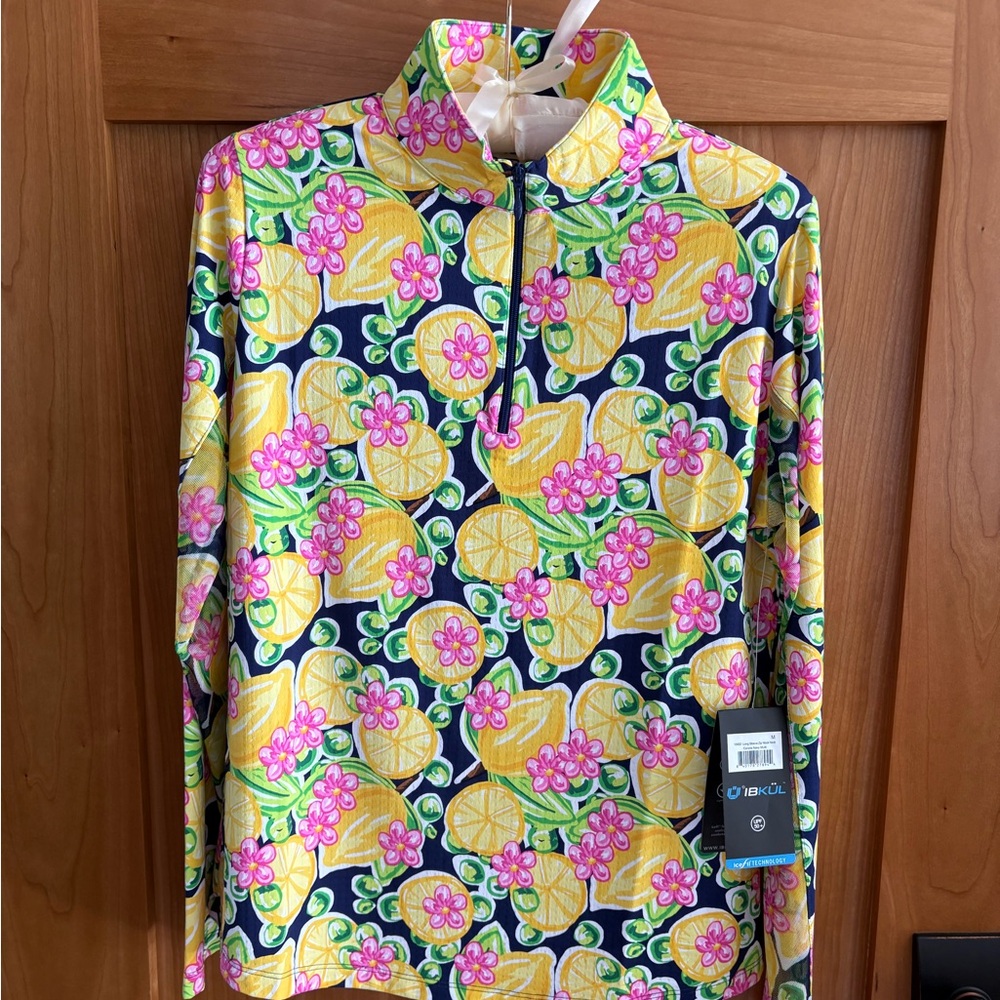 NWT IBKUL Colorful Lemon and Floral Print M